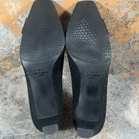 STUART WEITZMAN Heels Womens Size 7.5 The Tube Black Goose Bump Leather (Spain) - Picture 10 of 11